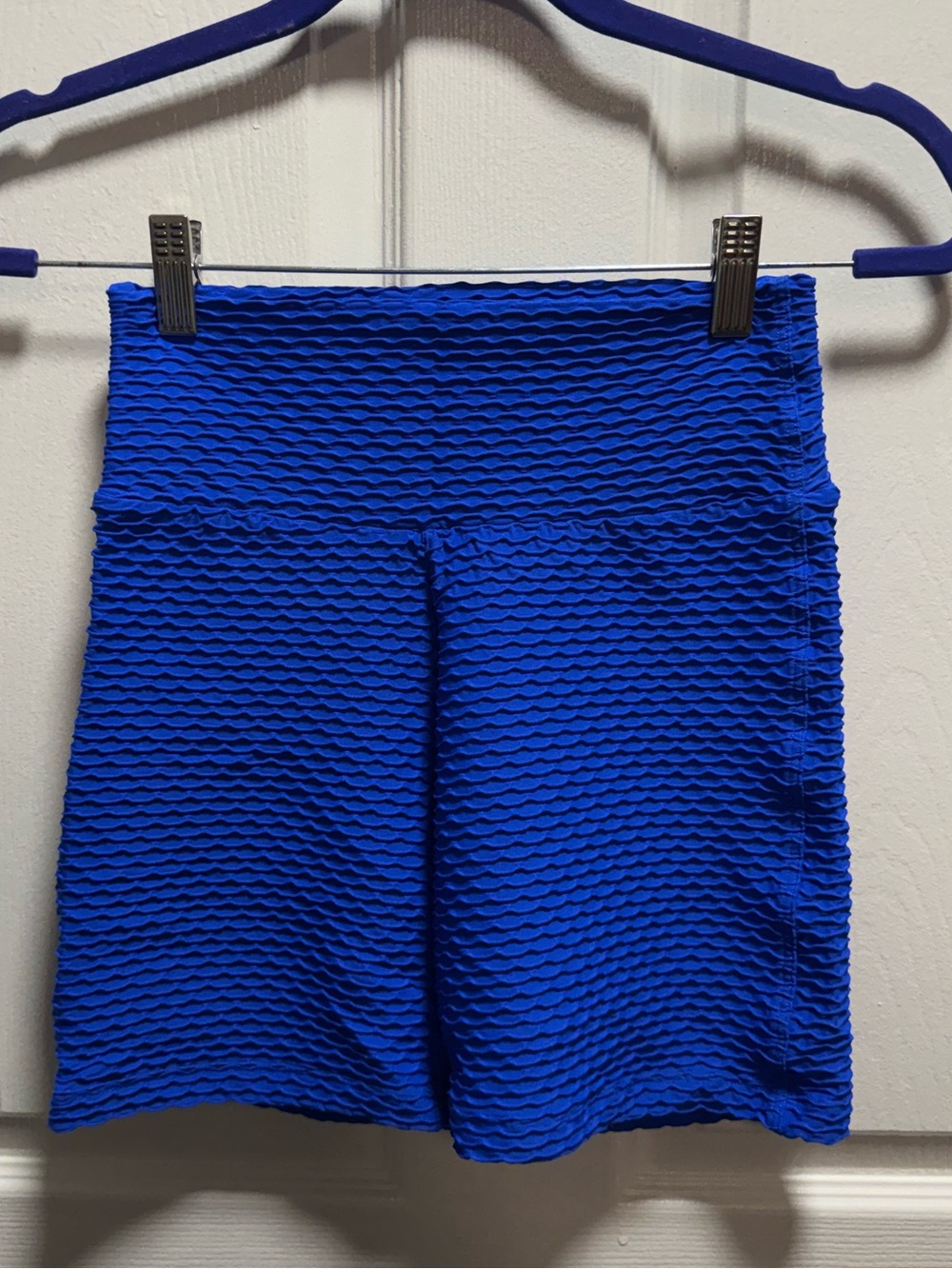 Booty by Brabants Women's High-Waist Croco Textured Bike Shorts - Royal Blue - Picture 2 of 5